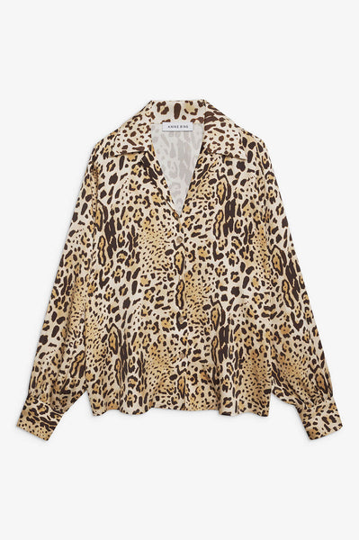 Anine Bing Mylah Shirt Cheetah Print Maple