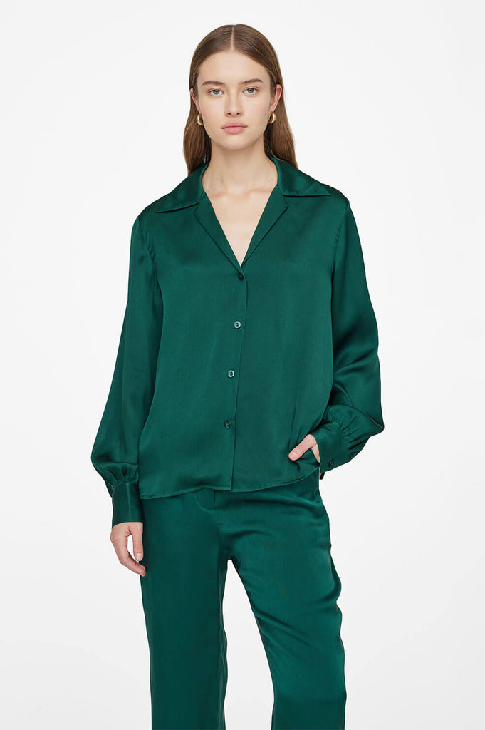 Anine Bing Mylah Shirt Emerald Green Maple