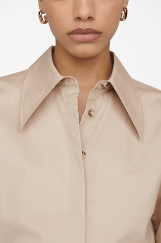 Anine Bing Tiffany Dress Shirt- Tan